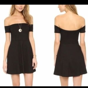 Free People Off the Shoulder Black Mini Dress